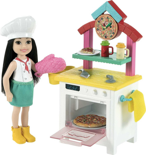 Barbie Chelsea Can Be Pizza Chef Playset Con Muñeca Brunet.