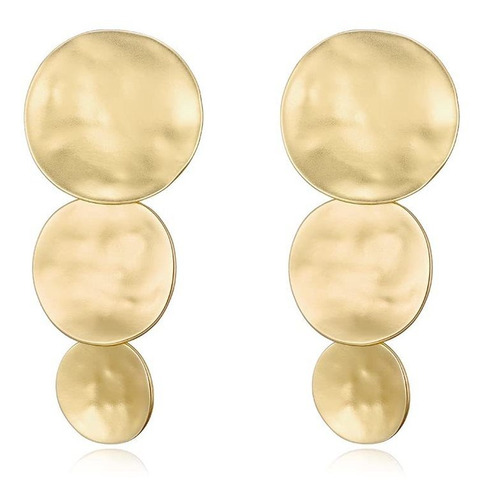 Aretes De Clip Geométricos De Plata De Oro Mate Para Mujer.