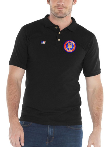 Playera Polo Mlb Mets De Nueva York Logo Holográfico Mod. 02