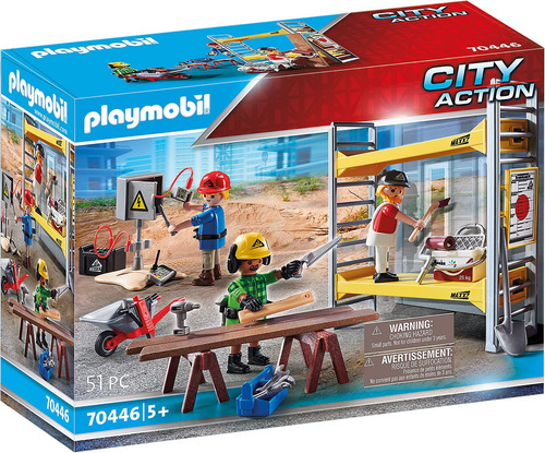Andaime Toy Playmobil Com Trabalhadores Para Crianças De 5 A