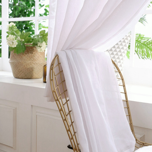Valance De Voile Polyester Para Ventana, Dormitorio O Sala Azul