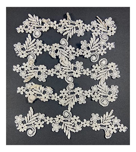 1.75'' X 6'' Floral Venecia Off White Lace Floral Aplique, A