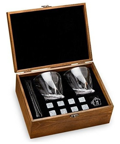 Whisky Stones Y Whisky Glass Set De Regalo En Caja 8 Granito