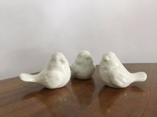 Trio Passarinhos Porcelana Branco !! Lindos !!