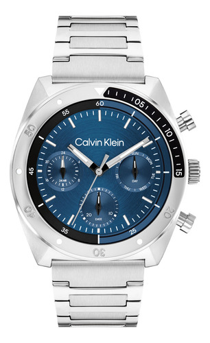Reloj Calvin Klein Plateado, Carátula Azul, 3 Esferas