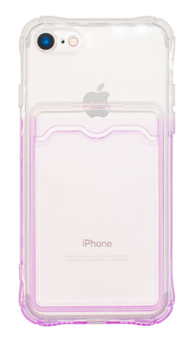 Protector iPhone 7/8 Transparente Degrade Violeta Y Porta Ta