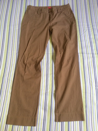 Pantalón De Dama Espirit Caqui Beige Rayas Talla Us 8