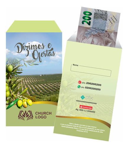Envelope De Dízimo E Oferta Personalizado 200 Unidades