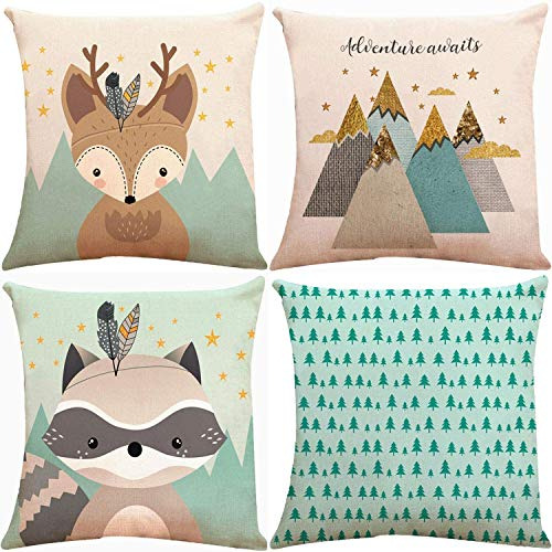 Animal Bosque Zorro Tiro Fundas De Almohada De 16x16 Pu...