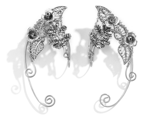 Punk Fairy Elf Ear Cuff Pendiente Para Mujer Plata Antigua F