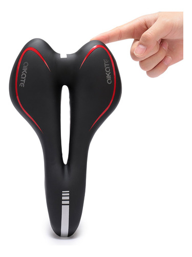 Sillín De Bicicleta Aikate Road Mountain Mtb Gel Comodidad Negro/rojo 1 Cm 1 Cm