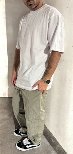 Remera Oversize 100% Algodon Peinado Cuello Rib Premium