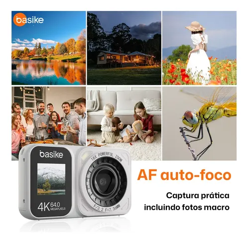 Câmera Digital 4k Ultra Hd 64mp Com Zoom Af, Tela Dupla