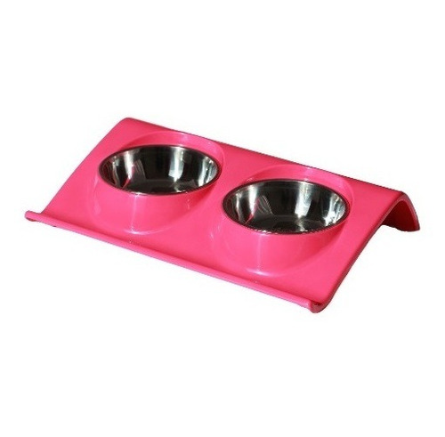 Plato Melamina Doble Z Talla M Fucsia Perro Mascan