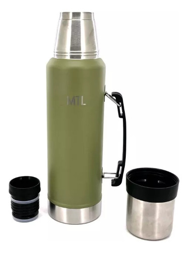 Termo Matero Mtl Verde De Acero Inoxidable Capacidad 1.3 Litros Resistente Mantiene La Temperatura Ideal Para El Mate Uso Diario Duradero Y Practico