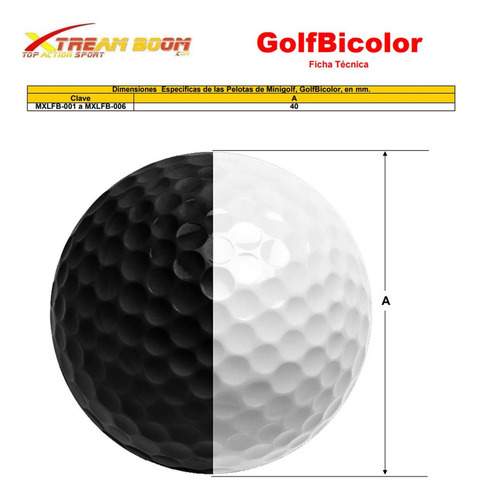 Pelotas De Golf Personalizadas, Mxlfb-005, 5 Pzas, 4cm Ø, G Color Blanco/Negro