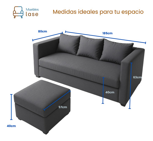 Sillón Sala Modular 2 Piezas Tipo Lino | Sofá + Taburete