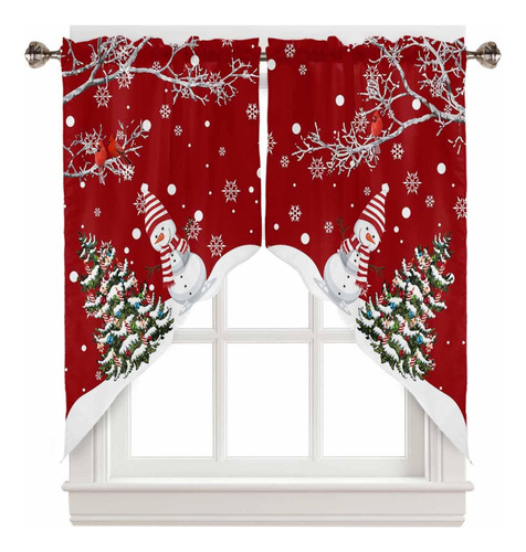 Cortinas De Navidad Con Diseno De Muneco De Nieve, Diseno De