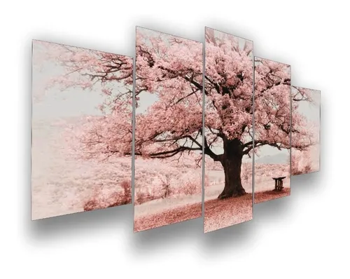 comprar Quadros Decorativos Paisagem Arvore Rosa Hall Sala Quarto