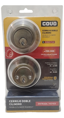 Cerrojo Doble Cilindro Para Puertas  Covo