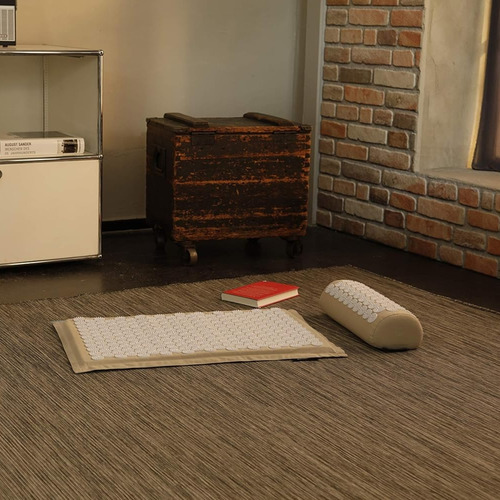 Colchoneta Mat Para Yoga Con Almohadón Acupuntura Relajación Color Blanco