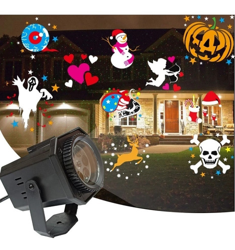 Proyector De Luces Led Navidad Halloween Fiestas 4 Discos