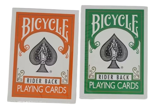 Pack 2 Barajas Cartas Naranjo-verde Rider Back Bicycle Magia