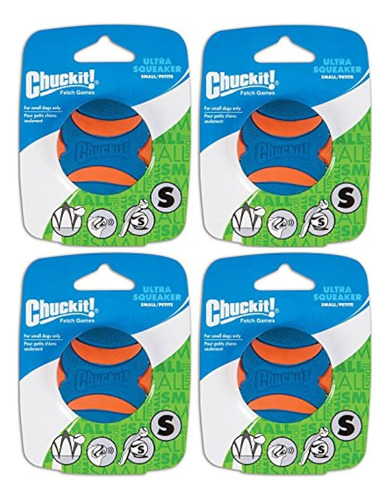 Chuck It (paquete De 4) Ultra Squeaker Ball, Small