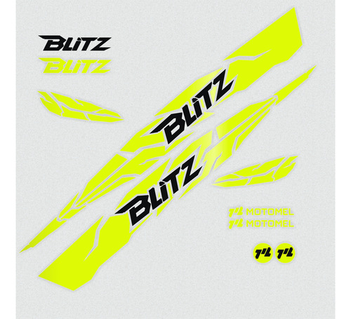 Calcos Motomel Blitz 110 V8 Kit 1 Amarillo Fluo Y Negro