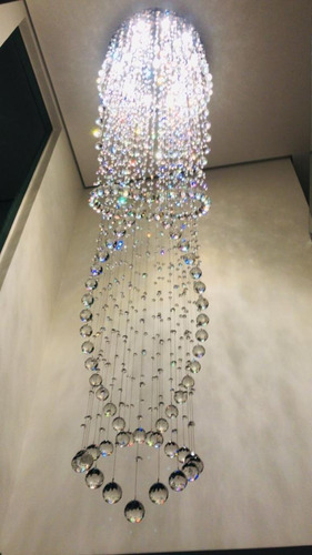 Lustre Cristal Zafira Ø70cm Pé Direito Duplo Teto Alto