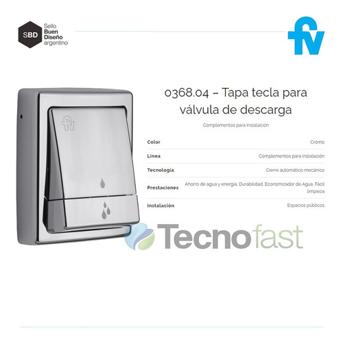 Combo Valvula Inodoro Fv 368.01 + Tecla Fv Dual 368.04