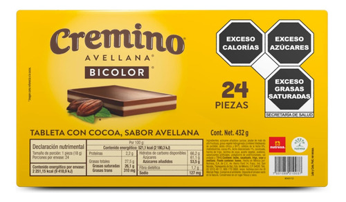 Cremino Bicolor Chocolate Sabor Avellana 48 Pzs Nutresa