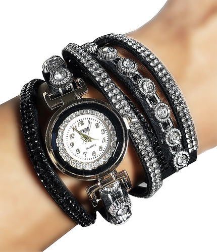 Reloj Strass Piedras Brillos Brilloso Plateado Goma Eva