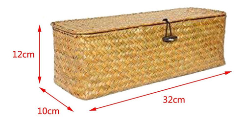Cesta De Almacenamiento Multiusos Con Tapa Tejida 3 Rejillas