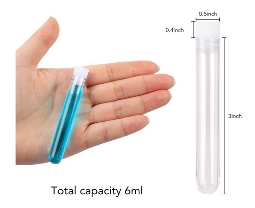 5 Tubos De Ensayo Plásticos 6ml Con Tapa