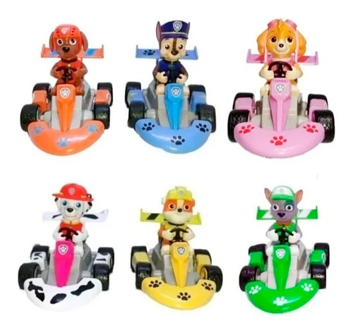 Set X6 Carros Impulso Patrulla Canina Paw Patrol Kart