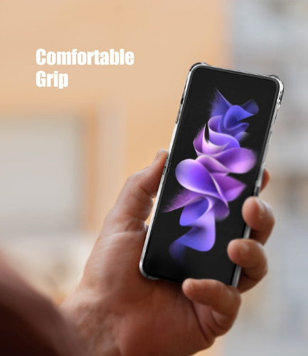 Imagen 3 de 9 de Funda Anticaidas Protector Rigido Clear Galaxy Z Flip3