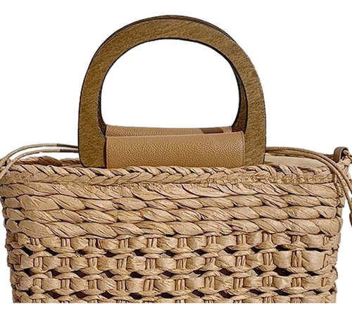 Cartera De Mano Tejida De Paja Bolso De Paja Retro Para