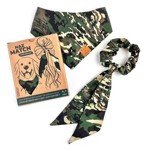 Mikhan Match Dúo Bandana Perro + Scrunchie Humano Texturas M