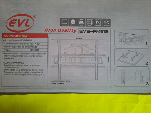 Soporte Tv Pared Evl Evs-fm512 32-80 40kg 88lbs +-15g