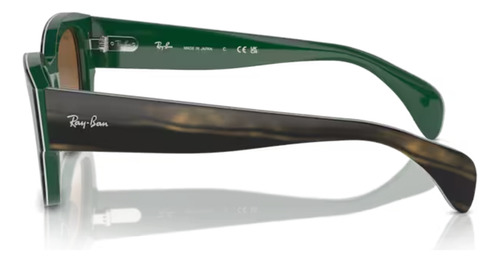 Óculos De Sol - Ray-ban - Jorge - Rb7681s 140251 52 Armação Verde Listrado Sobre Verde Haste Verde Listrado Sobre Verde Lente Transparente E Castanho Desenho Quadrado