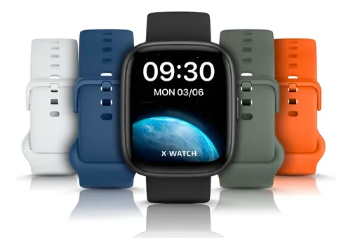 X-watch Unissex Smartwatch Preto Com 5 Pulseiras Ip68 45 Mm