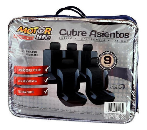 Funda Cubre Asiento Universal Motorlife Doble Tela  9 Piezas