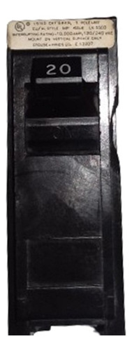Interruptor Circuito 1 P 20 A C Hinds Mp120 Arrow H (2 Pack) Negro