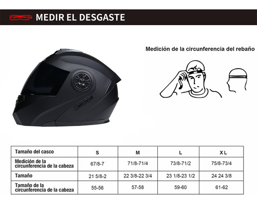 Echoarmor Casco Abatibles Para Moto Con Gafas Internas Dot Certificado, Casco Integral Abatible Para Motocicleta, Cascos Para Con Doble Visera 991 Negro Xl61-62