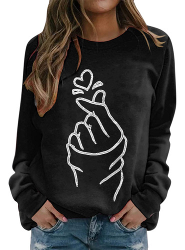 Duowei Crop Sudadera Mujer Conjunto Casual Amor Estampado