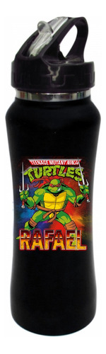 Termo Pitillo Rafael Tortugas Ninja Botilito Negro 650ml 