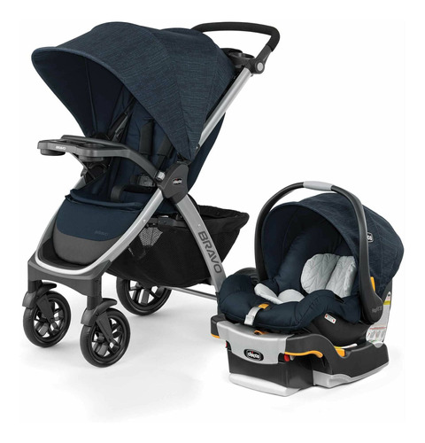 Coche de paseo Chicco Bravo Trío travel system brooklyn con chasis color plateado