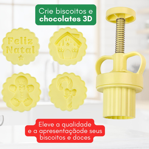 Kit Ejetor Para Biscoito Doces Ejetor Max Natal Doce 5 Peças