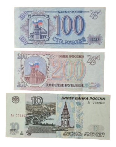 Rusia X 3 Billetes Incluye 10 Rublos 1997.  Excelentes !!!